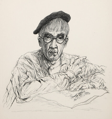 Self-portrait: from "La Riviere enchantée" de Léonard Tsugouharu Foujita 藤田 嗣治, Impresión a la venta en Singulart
