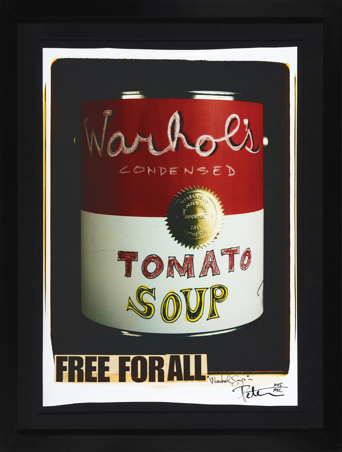 Warhol Soup (unique hand signed polaroid with collage) Peter Tunney