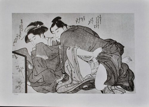 Jeune homme entreprenant, Lithographie érotique japonaise di Kitagawa Utamaro, Stampa in vendita su Singulart