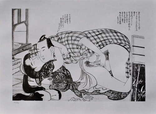 Préparation soignée, Lithographie érotique japonaise Kitagawa Utamaro