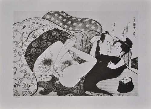 La voie de l'amour, Lithographie érotique japonaise Kitagawa Utamaro