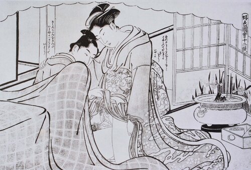 Geisha en robe longu van Kitagawa Utamaro, Afdruk te koop op Singulart