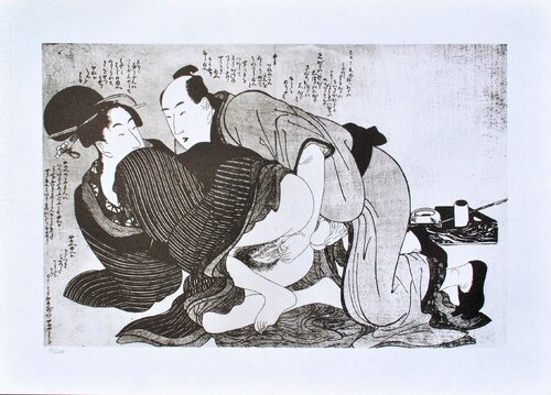 Le client de passage, Lithographie érotique japonaise Kitagawa Utamaro