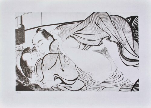 Plaisir partagé, Lithographie érotique japonaise van Kitagawa Utamaro, Afdruk te koop op Singulart