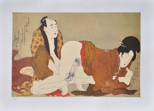 Le voeu exaucé, Lithographie érotique japonaise von Kitagawa Utamaro, Druck kaufen auf Singulart
