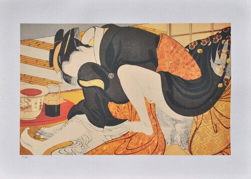 Plaisir nuptial, Lithographie érotique japonaise von Kitagawa Utamaro, Druck kaufen auf Singulart