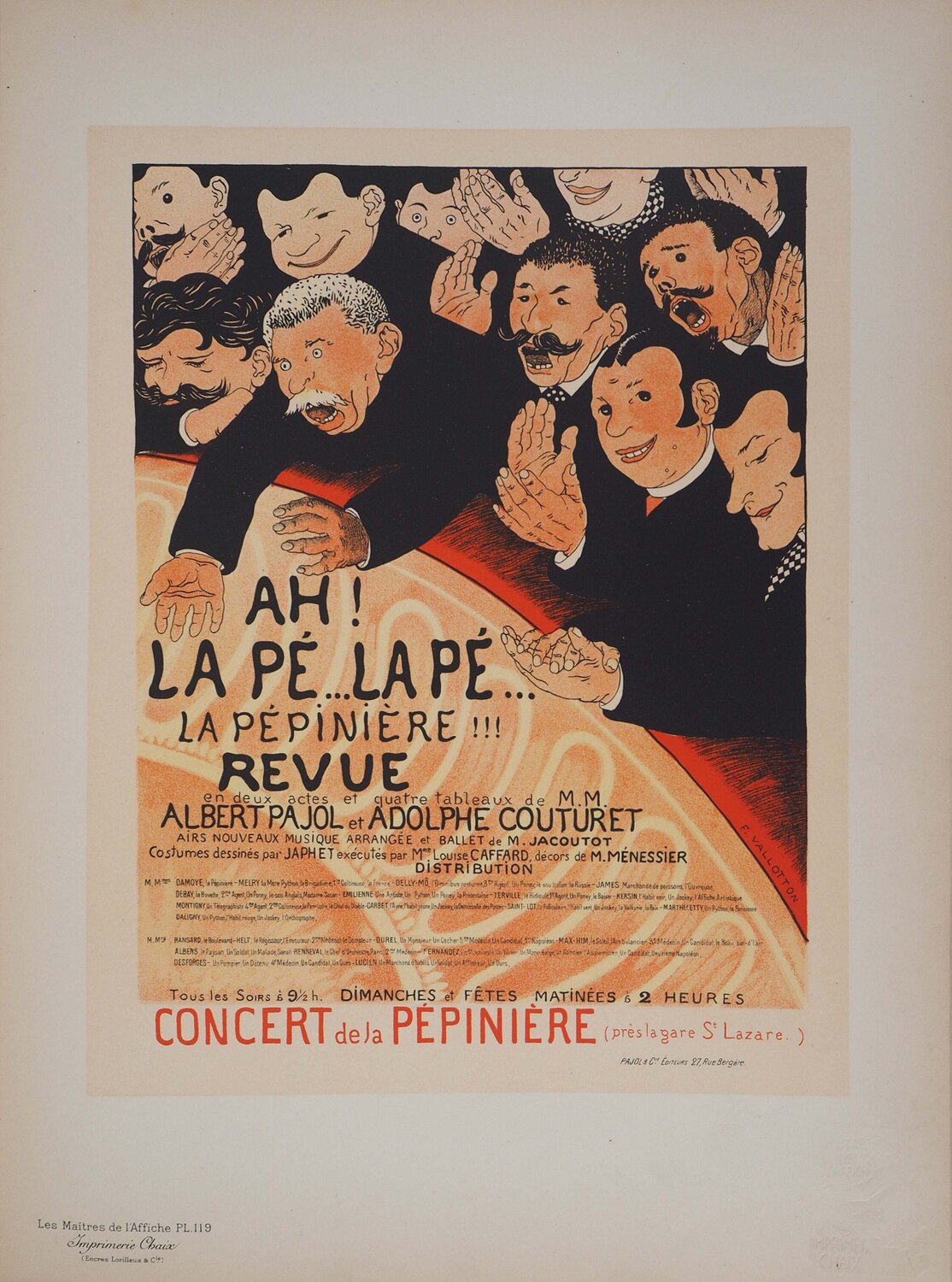 L’Agitation (Pépinière), Lithographie signée Félix Vallotton Afdruk te koop