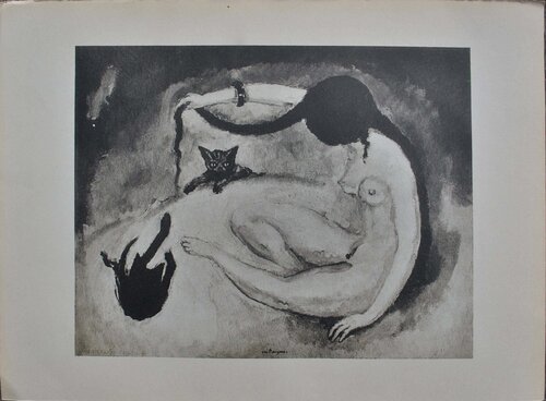Jeune fille nue et ses chats von Kees van Dongen, Druck kaufen auf Singulart