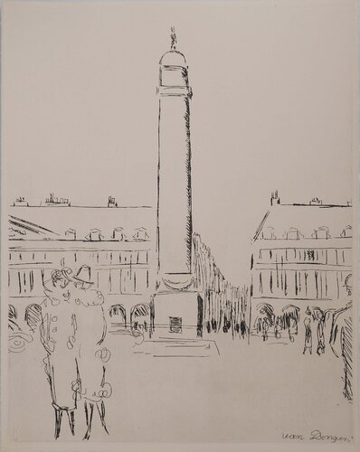 Place Vendôme, Gravure originale signée par Kees van Dongen, Édition en vente sur Singulart