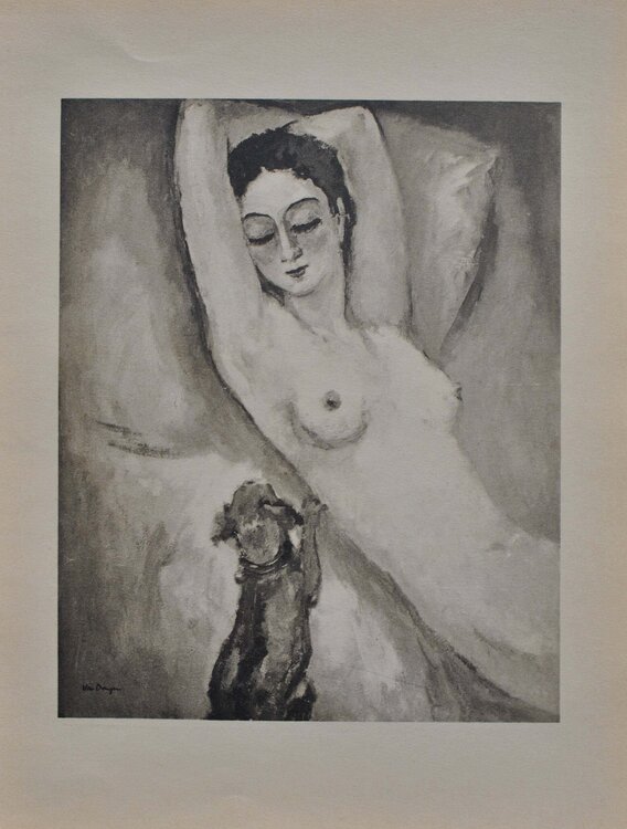 Modèle nu et le petit chien Kees van Dongen