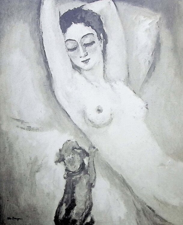 Modèle nu et le petit chien Kees van Dongen