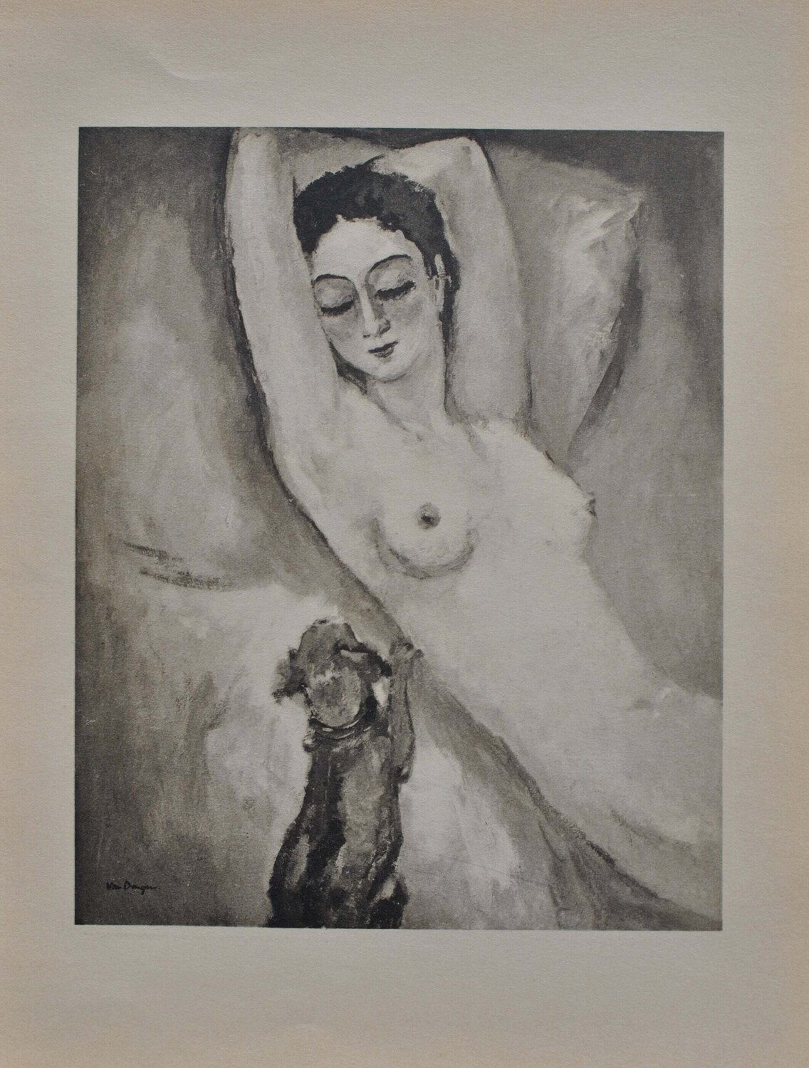 Modèle nu et le petit chien Kees van Dongen Afdruk te koop