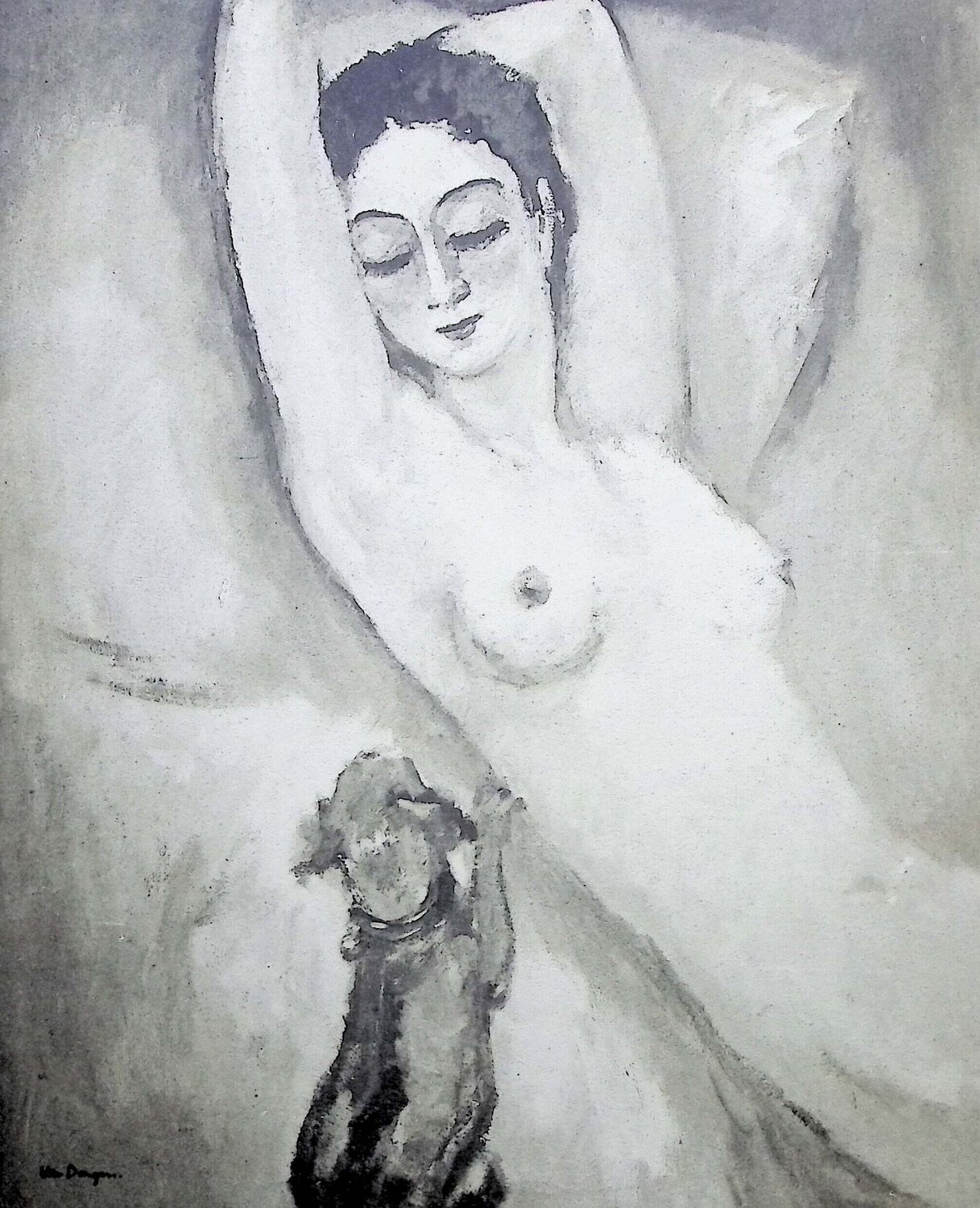 Modèle nu et le petit chien Kees van Dongen