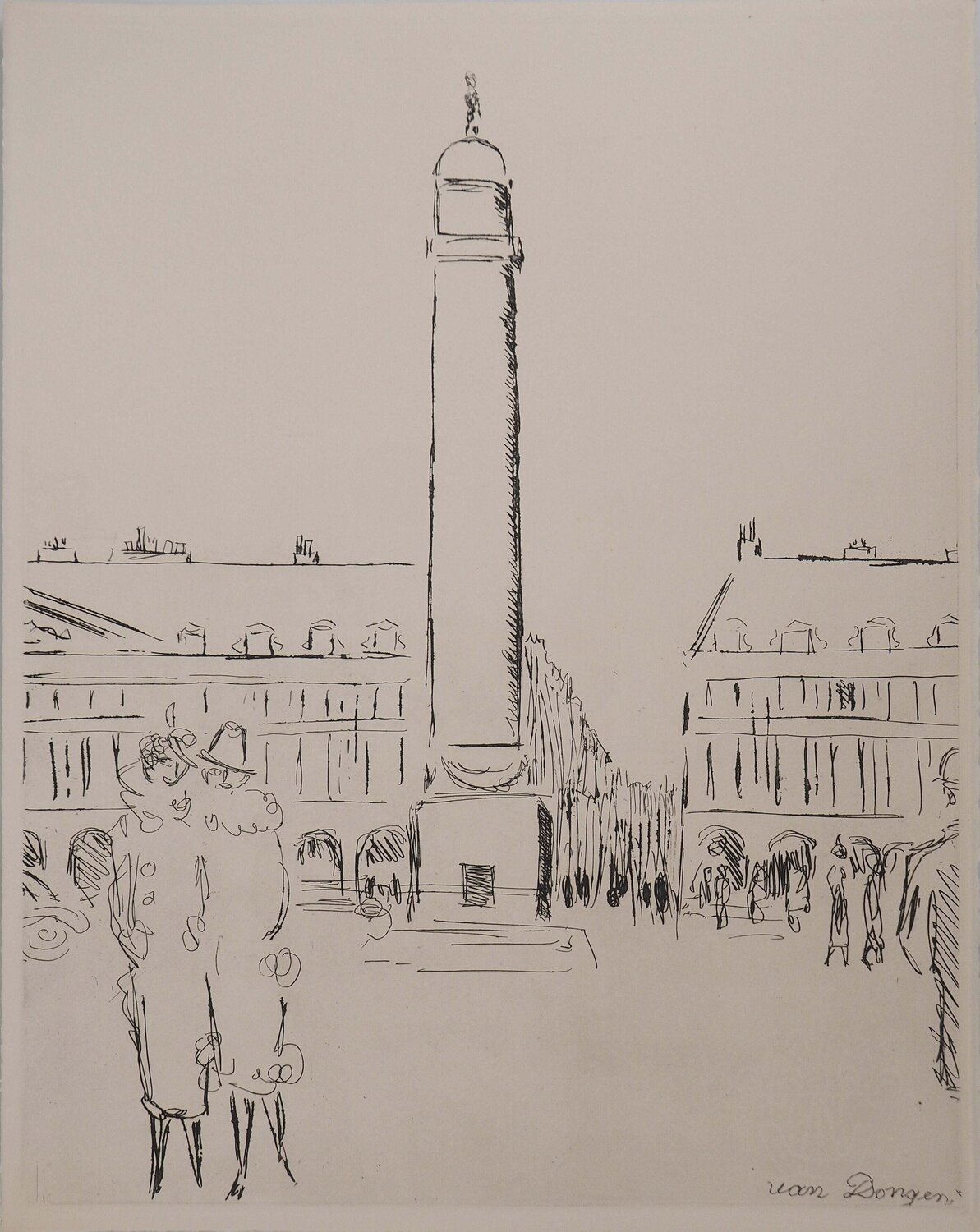 Place Vendôme, Gravure originale signée Kees van Dongen Édition à vendre