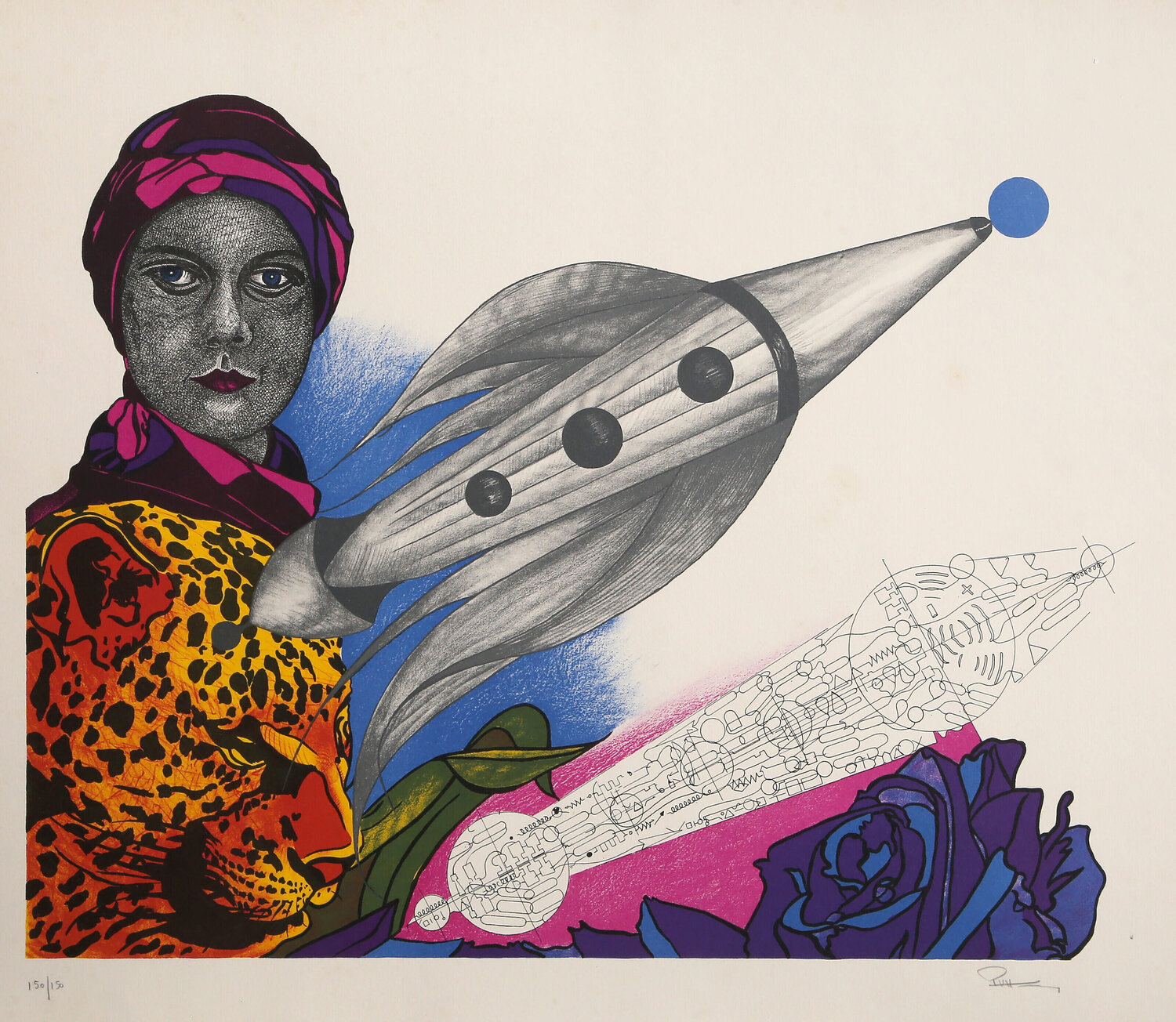 Blue Rose and Red Sky Paul van Hoeydonck Stampa in vendita