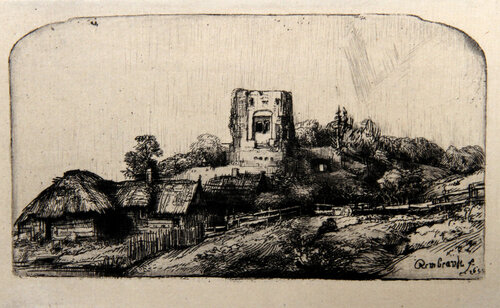 Le Paysage a la Tour Carree Bartsch (B218) de Rembrandt van Rijn, Impresión a la venta en Singulart