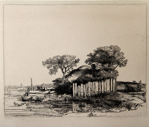 La Chaumiere Entouree de Planchees (B232) de Rembrandt van Rijn, Impresión a la venta en Singulart