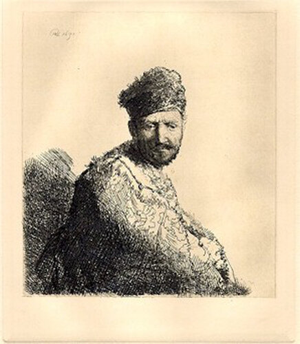Bearded Man in a Furred Oriental Cap and Robe von Rembrandt van Rijn, Druck kaufen auf Singulart