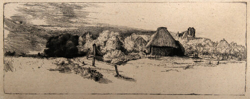 Landscape with Trees and Farm Buildings (B223) di Rembrandt van Rijn, Stampa in vendita su Singulart