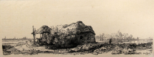 La Chaumiere et la Grange a Foin (B225) di Rembrandt van Rijn, Stampa in vendita su Singulart