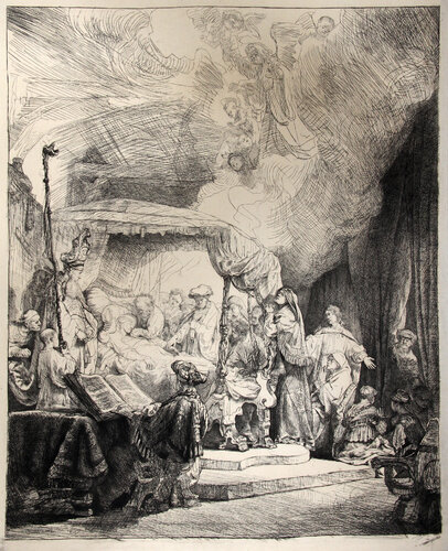 La Mort de la Vierge (B99) von Rembrandt van Rijn, Druck kaufen auf Singulart