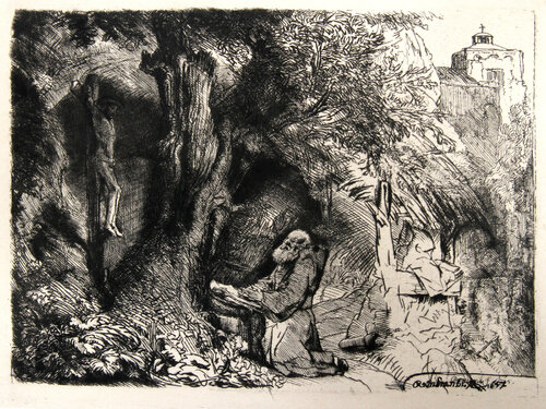 Saint Francois a Genoux (B107) by Rembrandt van Rijn, 版画 for Sale on Singulart