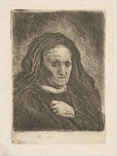 The Artist's Mother with Her Hand on Her Chest de Rembrandt van Rijn, Impresión a la venta en Singulart
