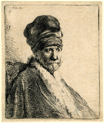 Bust of a Man Wearing a High Cap de Rembrandt van Rijn, Impresión a la venta en Singulart
