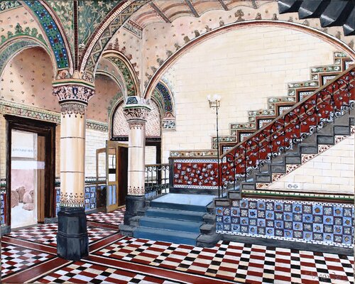 The Museum par Max Baris, Peinture en vente sur Singulart