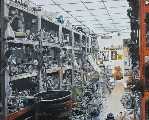 The second hand Car Parts Store van Max Baris, Schilderij te koop op Singulart