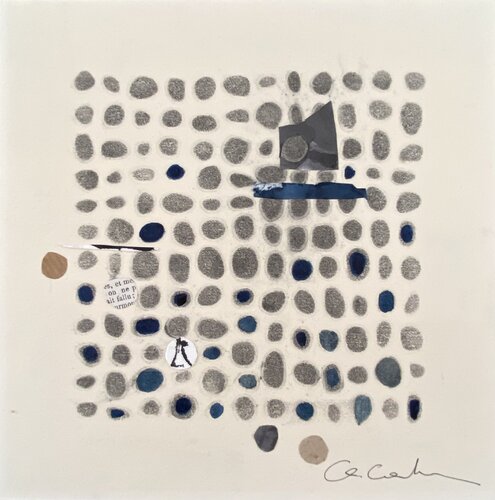 Composition 36 collages papiers encrés, encre et charcoal di Chantal Cartier, Opera su carta in vendita su Singulart