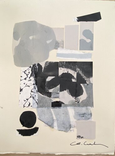Composition 39 collages papiers encrés découpés sur Vélin  frangé par Chantal Cartier, Œuvre sur papier en vente sur Singulart