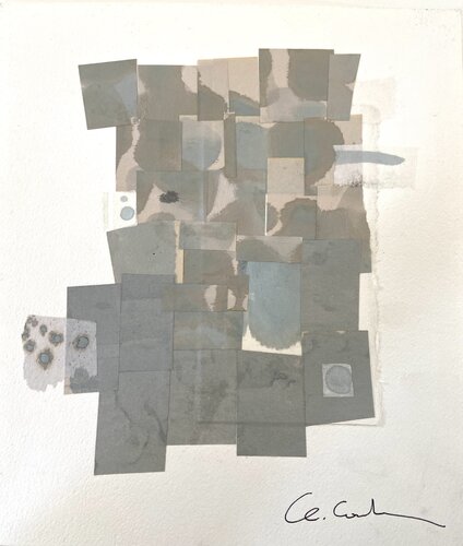 Composition 40 collages papiers encrés découpés sur Lanaquarelle  frangé by Chantal Cartier, Work on Paper for Sale on Singulart