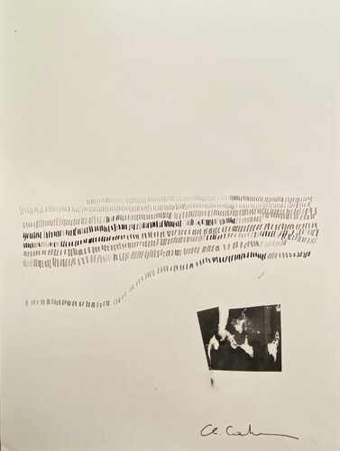 Composition 43  Encre de chine à la plume d'écolier collages papiers encrés découpés di Chantal Cartier, Opera su carta in vendita su Singulart