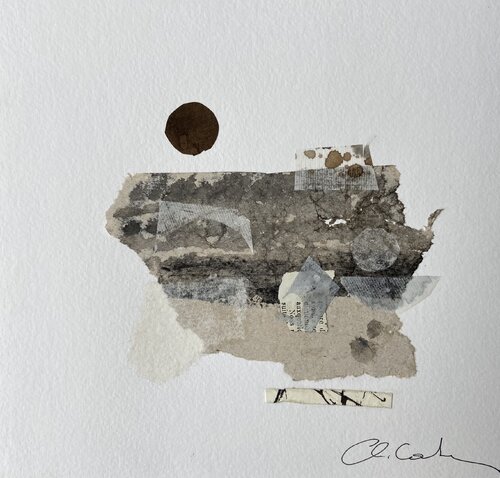 Composition 47 Collages papiers encrés et papier de riz Chantal Cartier