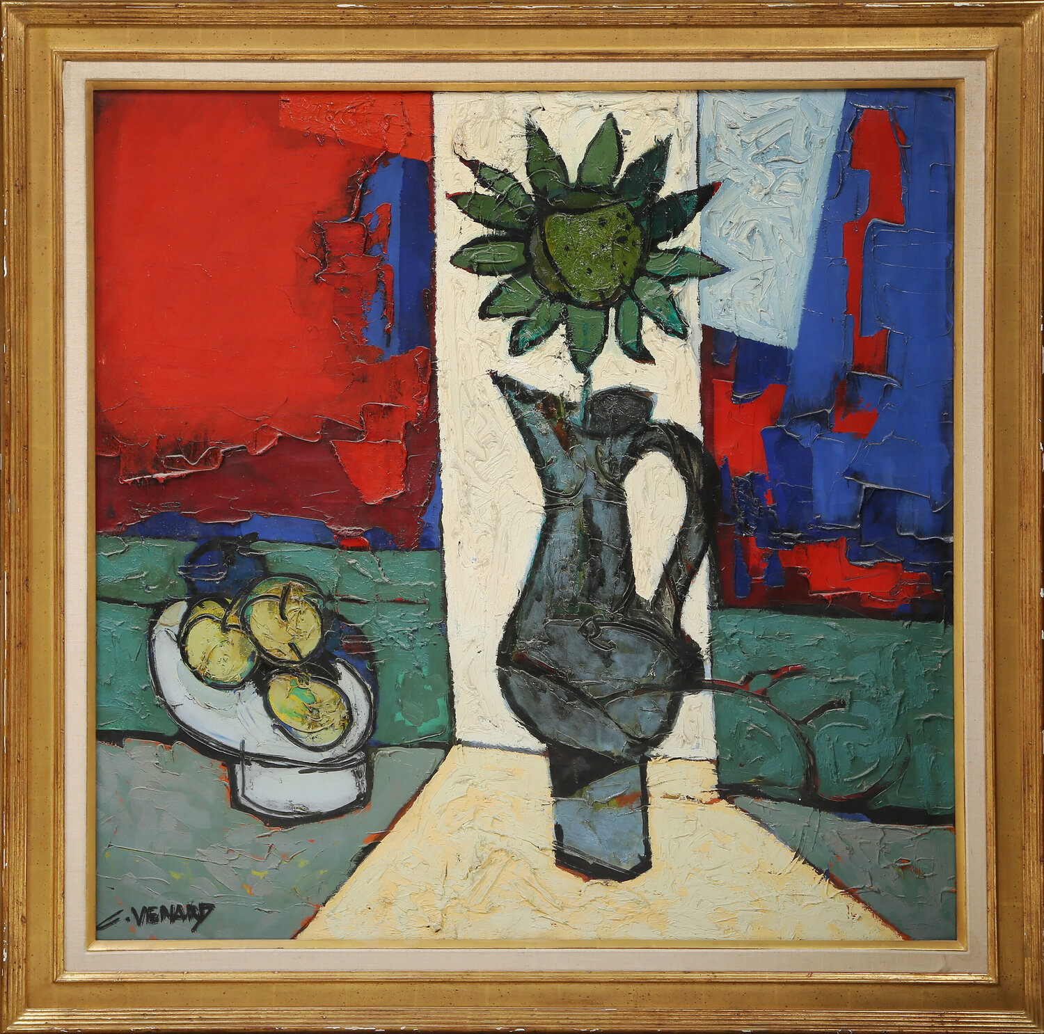 Green Sunflower Claude Venard Original painting for sale