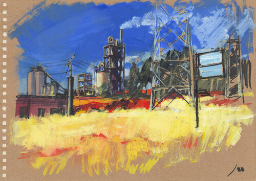 China is working, China is smoking (sketch) di Evgeniy Monahov, Opera su carta in vendita su Singulart