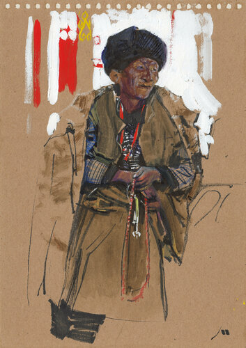 The Old Man in the Shadows (sketch) by Evgeniy Monahov, Work on Paper for Sale on Singulart
