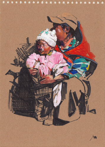 Mother and Son (sketch) di Evgeniy Monahov, Opera su carta in vendita su Singulart