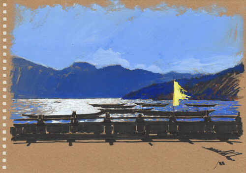 Lugu Lake (sketch) van Evgeniy Monahov, Werk op papier te koop op Singulart