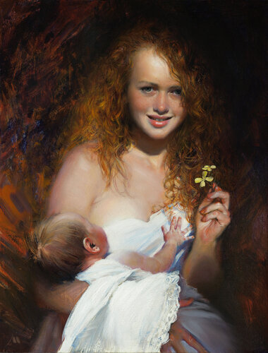 Playing with the cruciferous flower van Evgeniy Monahov, Schilderij te koop op Singulart