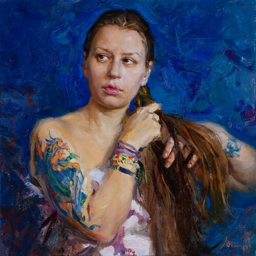 Girl with the Chimera Tattoo von Evgeniy Monahov, Malerei kaufen auf Singulart