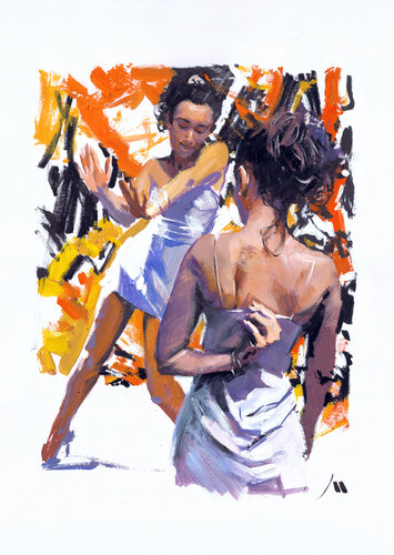 Two figures on the dance floor (sketch) di Evgeniy Monahov, Opera su carta in vendita su Singulart