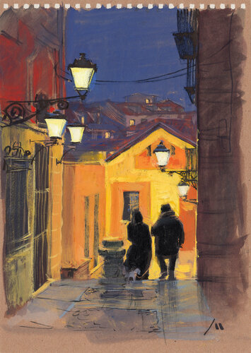 Madrid on Christmas Eve von Evgeniy Monahov, Werk auf Papier kaufen auf Singulart