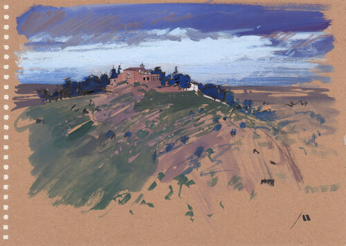 Lonely church on the hill di Evgeniy Monahov, Opera su carta in vendita su Singulart