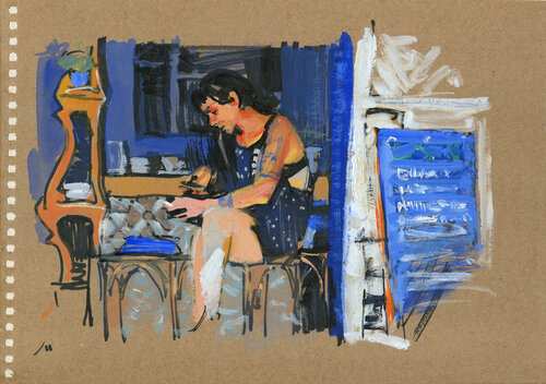 Coffee, Cigarette and Facebook de Evgeniy Monahov, Obra en papel a la venta en Singulart