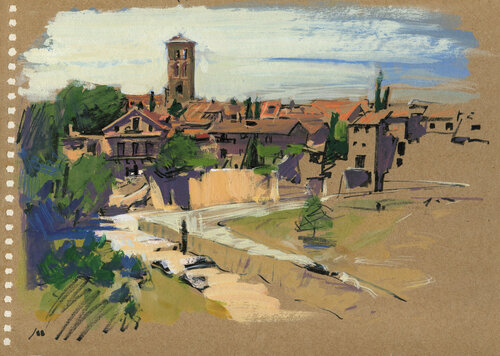 View of the town of Pedraza von Evgeniy Monahov, Werk auf Papier kaufen auf Singulart