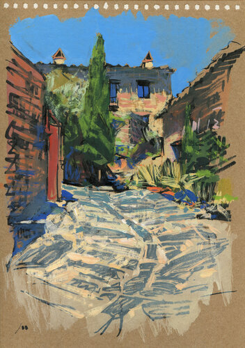 Street in Patones de Arriba van Evgeniy Monahov, Werk op papier te koop op Singulart