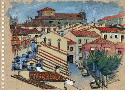 View of Avila from the ramparts von Evgeniy Monahov, Werk auf Papier kaufen auf Singulart