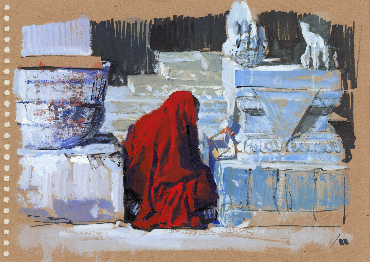Kangwu Temple. Praying monk (sketch) Evgeniy Monahov
